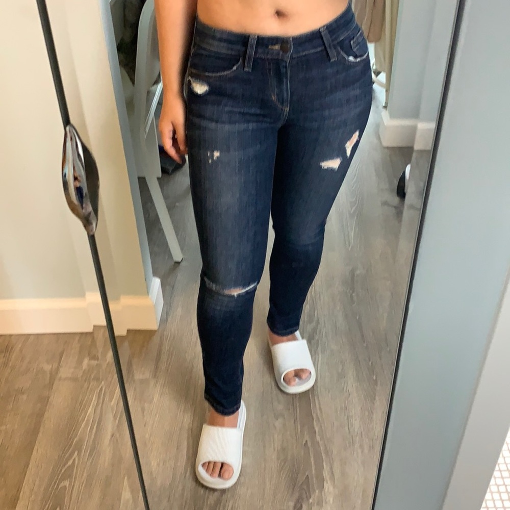 Joe’s Dark Blue Ripped Ankle Skinny Jeans Sz 25